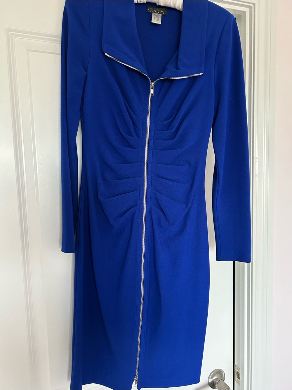 Cache Bold Royal Blue Long-Sleeve Zip Front Dress